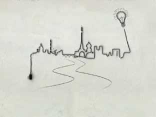 Carta da parati Ville Lumiere di Inkiostro Bianco