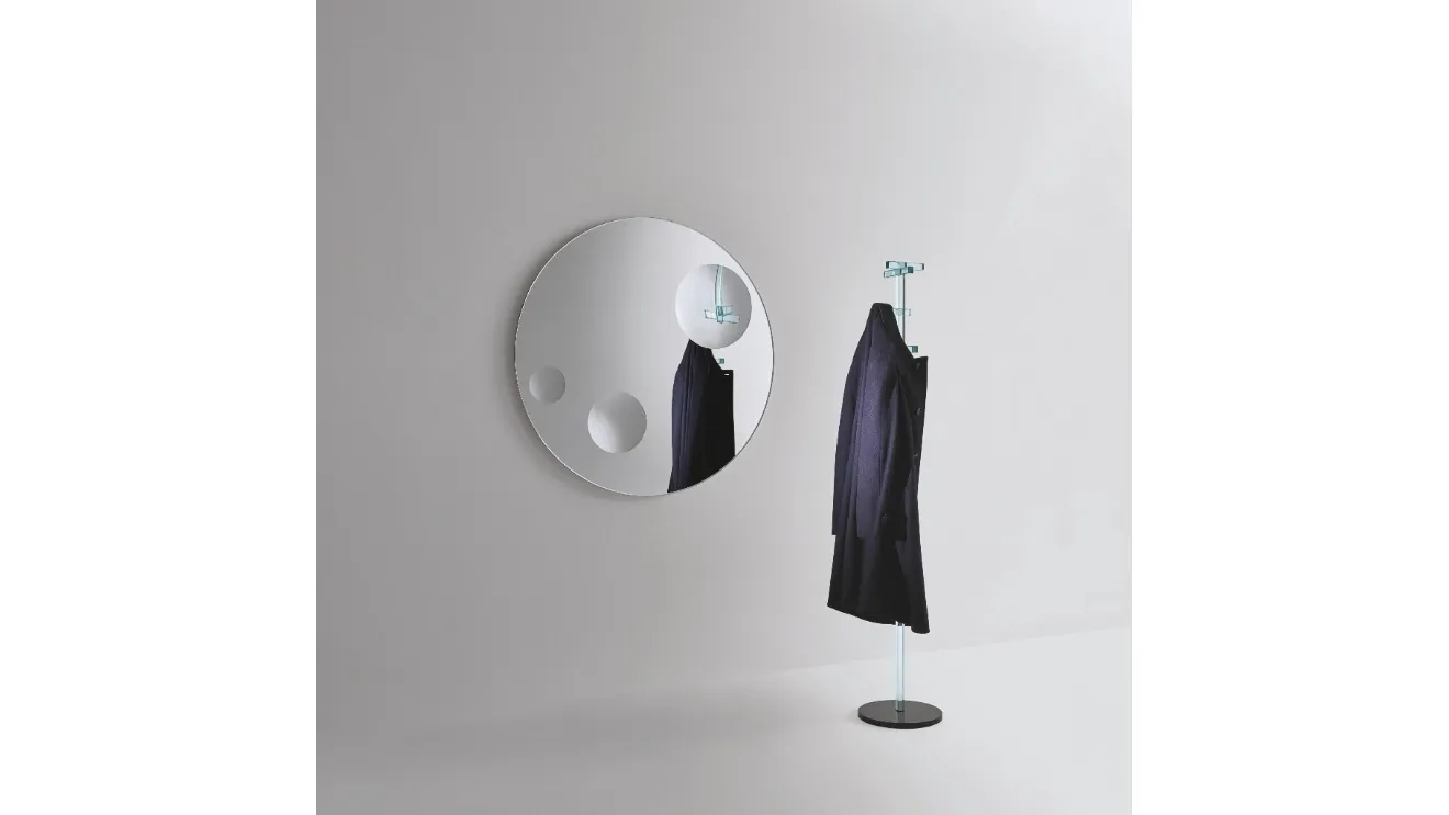 Specchio rotondo con tre oblò ingranditori Celeste di Glas Italia