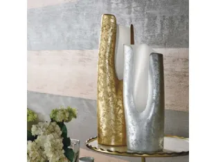 Vaso in ceramica esterno foglia oro o argento, interno bianco opaco Calla di Adriani e Rossi