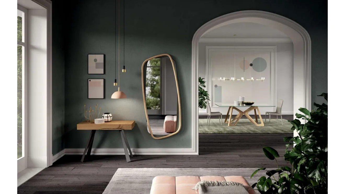 Specchio con cornice in legno Golden Wood di Ozzio