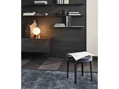 Pouf Henry in velluto con piedini in olmo nero di Poliform
