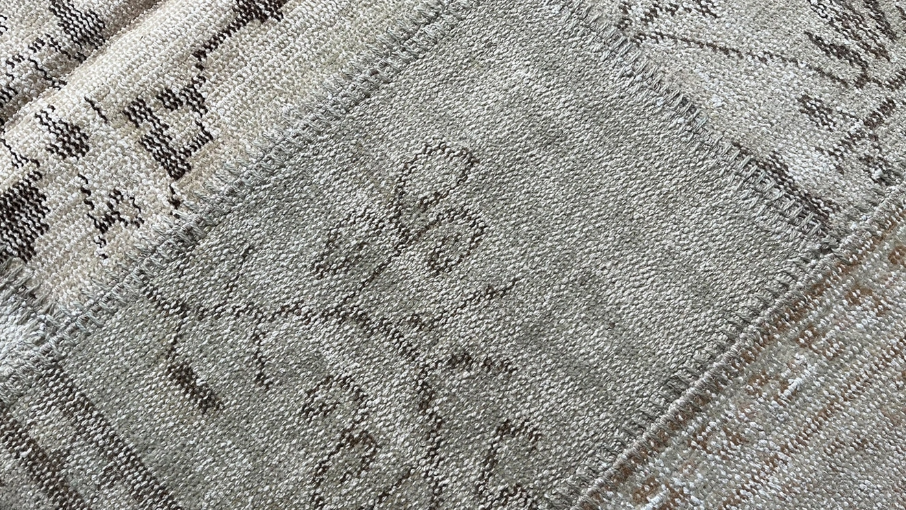 Tappeto Patchwork Beige in Lana e Cotone di Carpet Edition