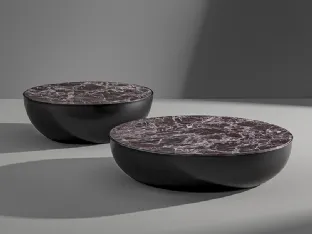 Tavolino rotondo Planet con top in ceramica e base in metallo di Bonaldo