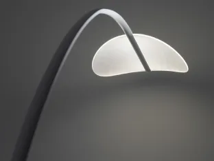 Lampada da terra con diffusore a forma di petalo trasparente in plexiglass Diphy di Linea Light