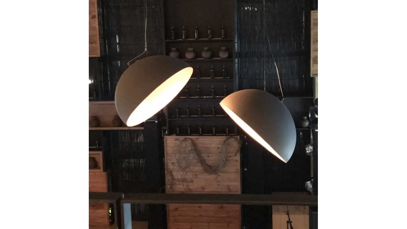 Lampada a sospensione in metallo verniciato nero Domus Degree di Adriani e Rossi