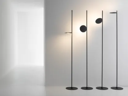 Lampada da terra con disco illuminante che può essere spostato e ruotatp liberamente Kimia di Linea Light