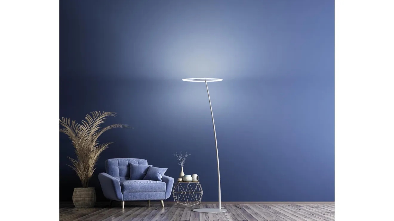 Lampada da terra Antigua FL in metallo con diffusore in vetro di Linea Light