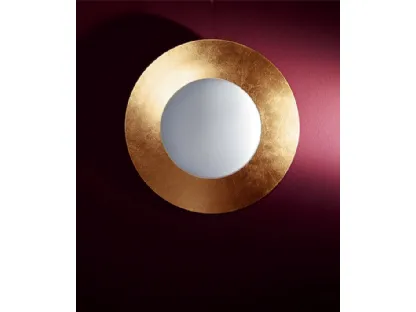 Lampada da parete in metallo finitura foglia oro e diffusore in vetro bianco Planet di Status