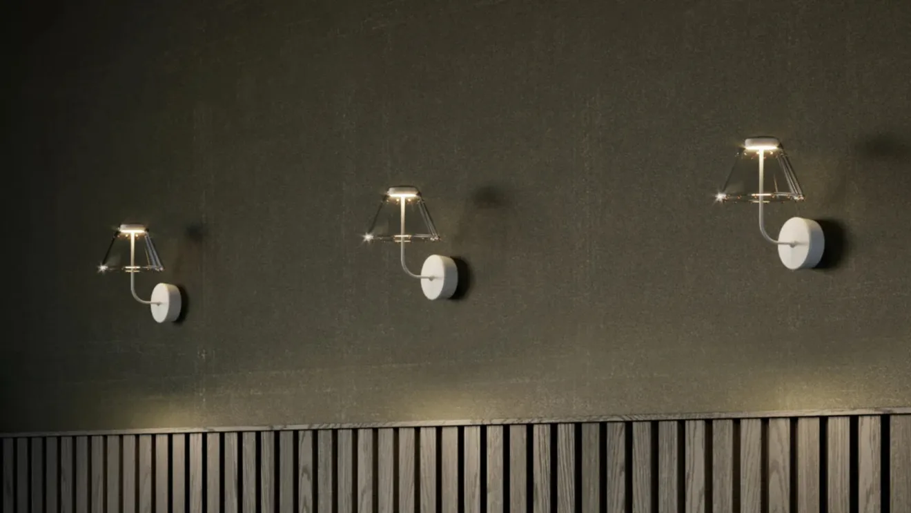 Lampada da parete in policarbonato trasparente e alluminio verniciato bianco  Swap 230V di Zafferano