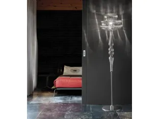 Lampada da terra in vetro di Murano con base in metallo Novecento di Vistosi