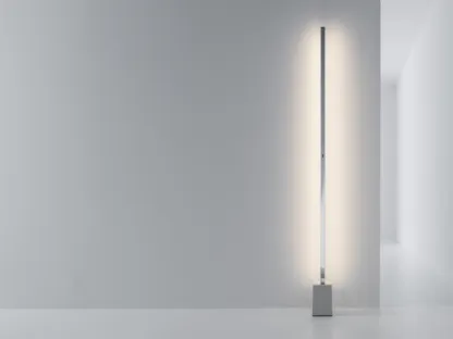 Lampada da terra minimale in metallo con base in cemento Xilema di Linea Light