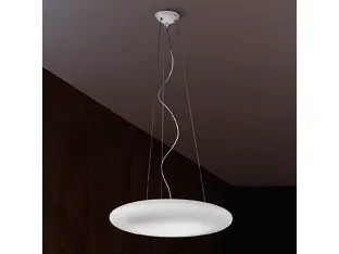 Lampada a sospensione con diffusore in vetro opale satinato soffiato con struttura in metallo verniciato bianco opaco Mentos di Zafferano