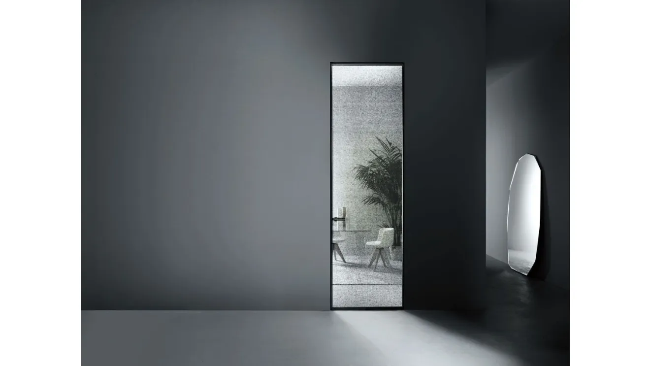 Porta battente per interni Aladin Swing Plain in vetro con profilo in alluminio di Glas Italia