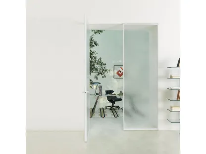 Porta per interni Sherazade Double Swing Plain in vetro con telaio in alluminio di Glas Italia