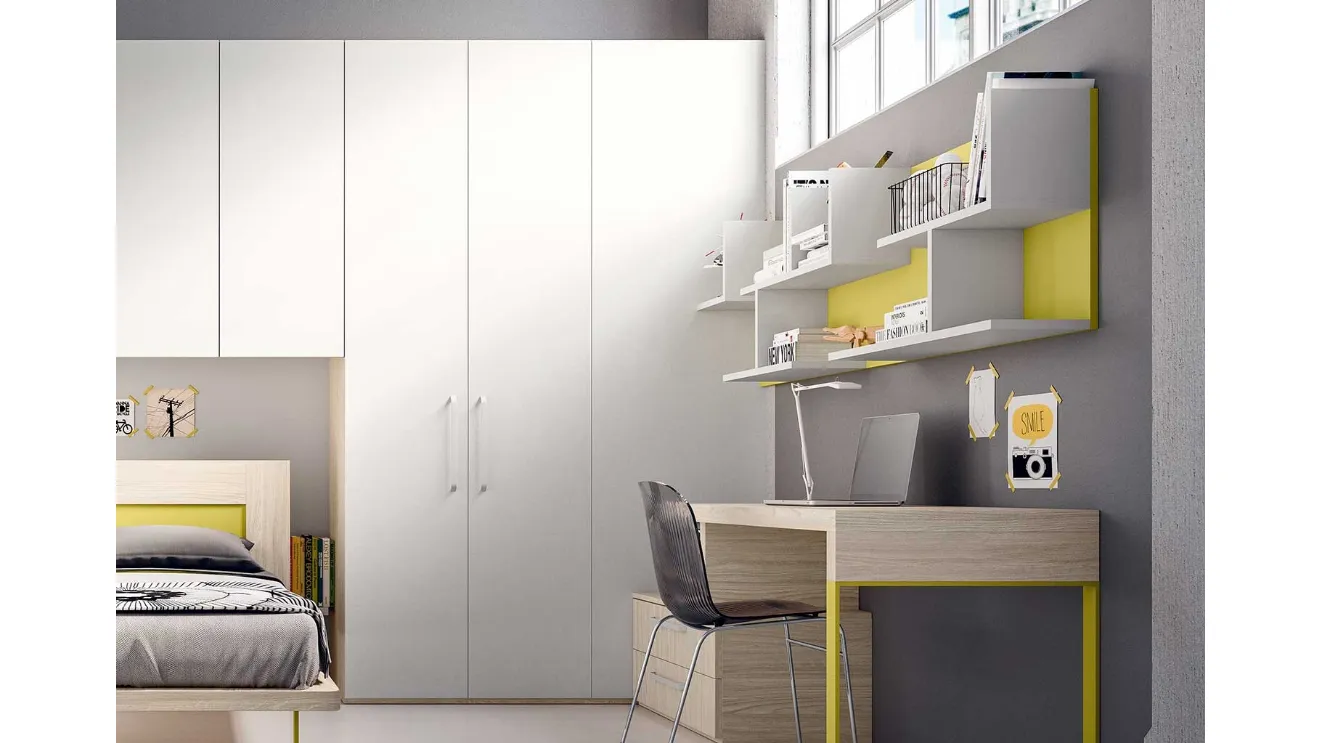 Armadio a ponte con ante battenti in laccato Bianco opaco Corner di Clever