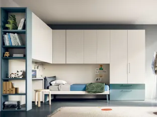 Armadio con ante battenti in melaminico con terminale libreria Start Ponte Angolare di Clever