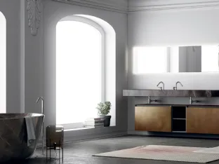 Mobile da Bagno in bronzo e piano con lavabo integrato in marmo 360Gradi 04 di Altamarea