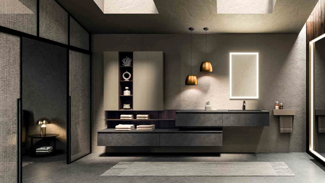 Mobile da Bagno sospeso 360Gradi_Concept_05 in gres di Altamarea