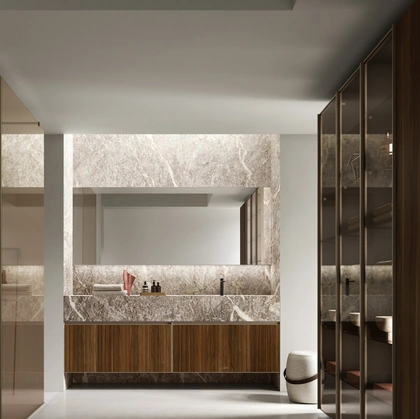 Mobile da Bagno sospeso Shape 20 in noce di Arcom