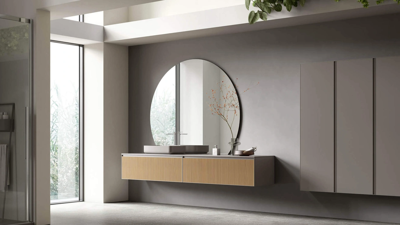 Mobile da Bagno sospeso Shape 23 in rovere di Arcom