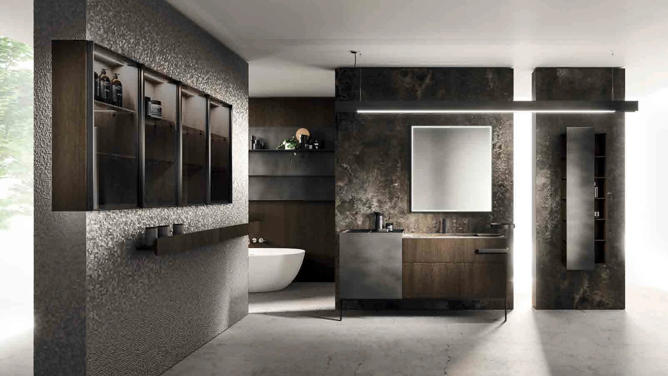 Mobile da Bagno Lympha_Concept_02 in legno e laccato di Altamarea