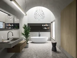 Mobile da Bagno sospeso Modo Project 05 in Rovere e Gres di Altamarea