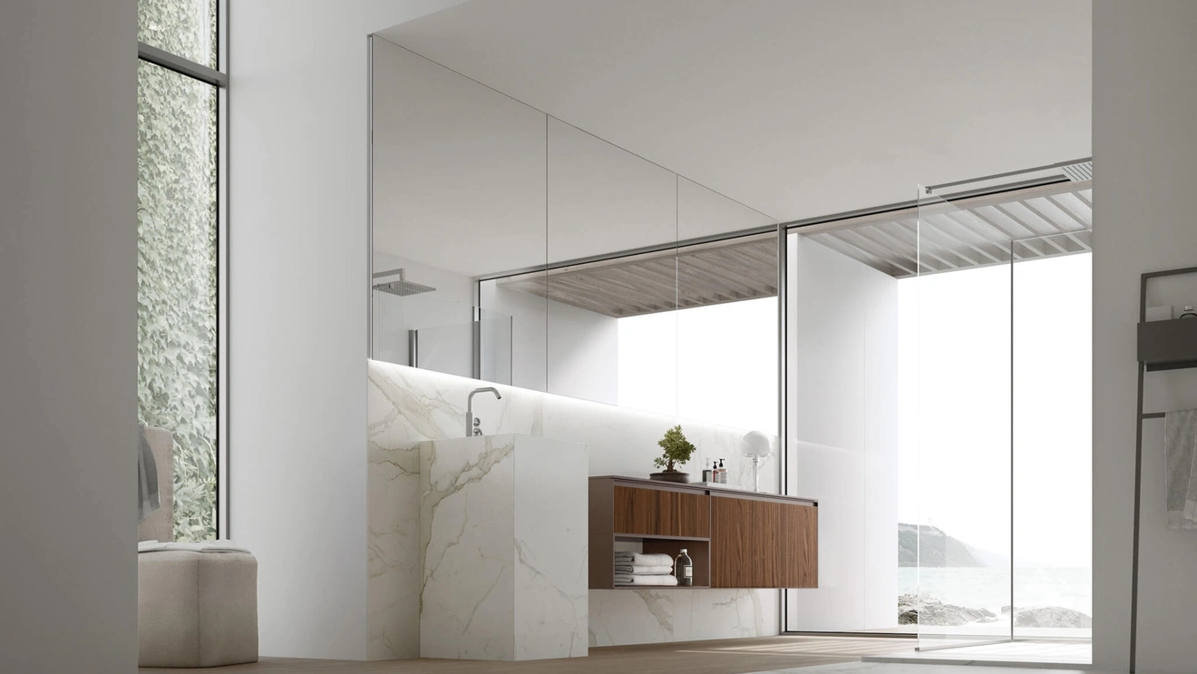 Mobile da Bagno sospeso Shape 30 in noce di Arcom