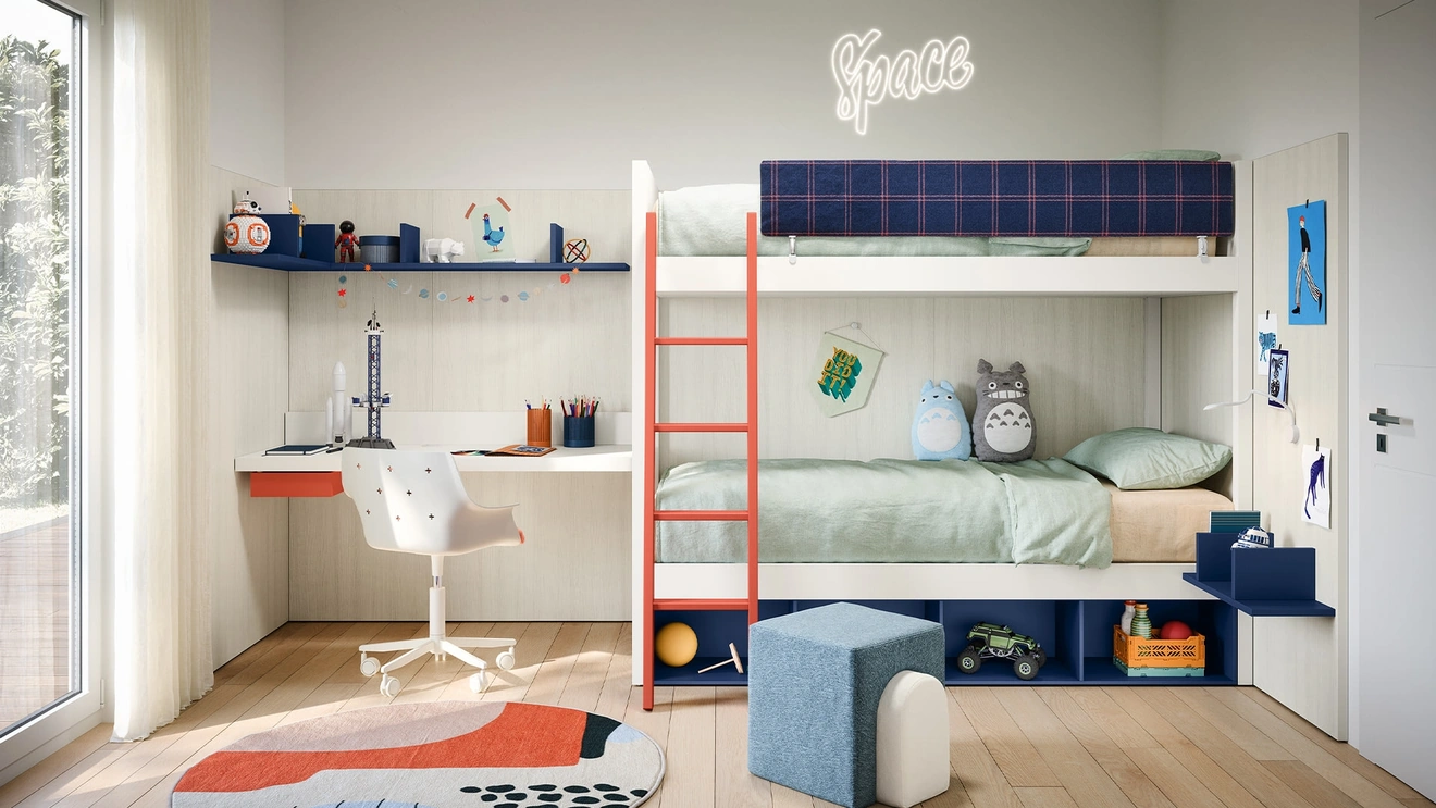 Cameretta con letti a castello Camelot di Nidi