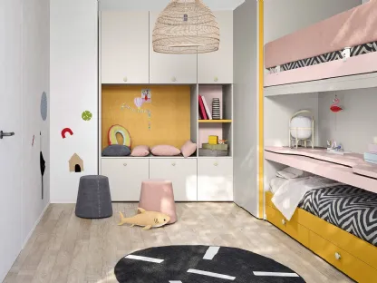 Cameretta con letti a casello e scrivania estraibile Kids space 15 di Nidi