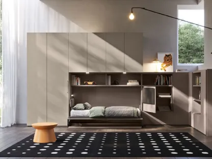 Letto a scomparsa aperto in laccato opaco Hiro 01 di Clever