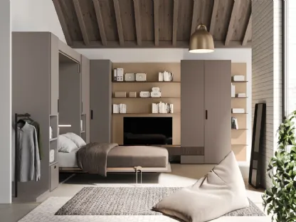 Letto matrimoniale a scomparsa in laccato opaco Ima di Clever
