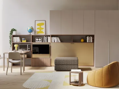 Letto singolo a scomparsa in laccato opaco Nikai 02 di Clever