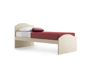 Letto singolo Ola con testiera e pediera con forma arrotondata a onda di Nidi