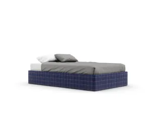 Letto singolo Sommier Skim rivestito con tessuto a quadri di Nidi