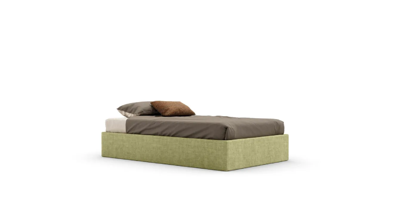 Letto singolo Sommier Skim in tessuto con box contenitore di Nidi