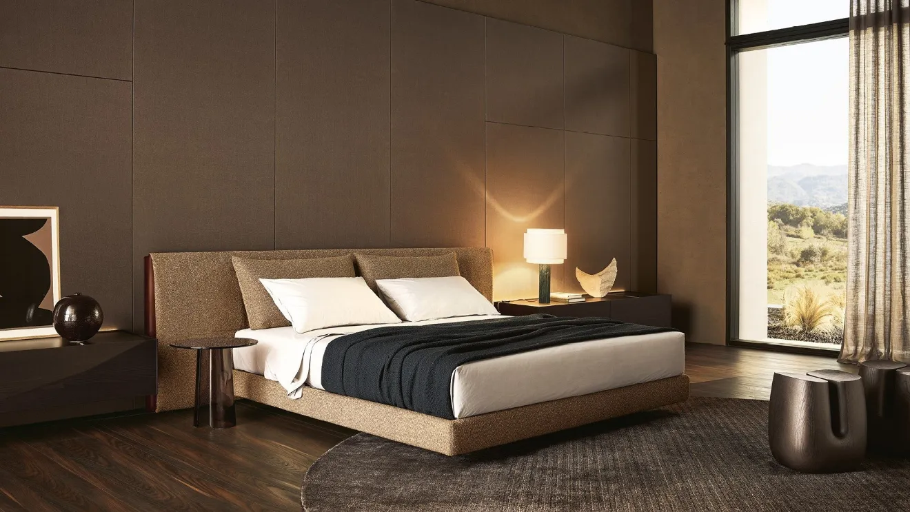 Letto in tessuto con testiera Yume di Poliform