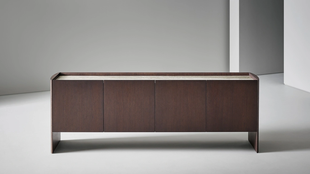 Madia Alicanto in legno e top in ceramica con 4 ante di Bonaldo