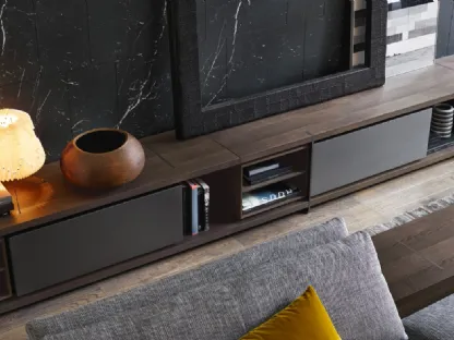 Parete Attrezzata Bristol in rovere e laccato opaco di Poliform
