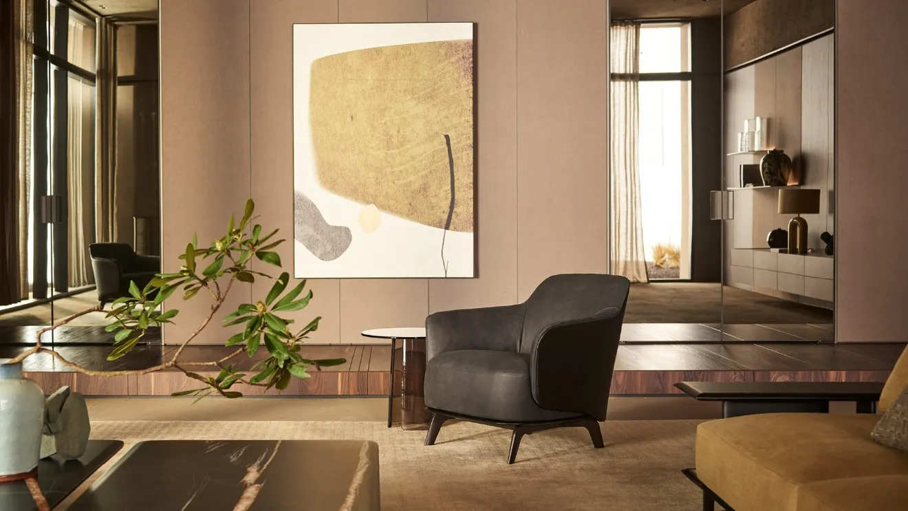 Poltroncina Kaori in pelle e cuoio di Poliform