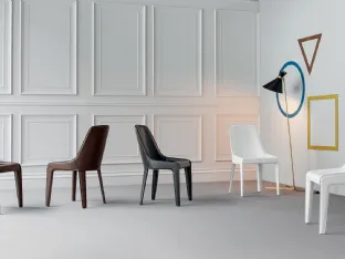 Sedia rivestita in cuoio Lamina di Bonaldo