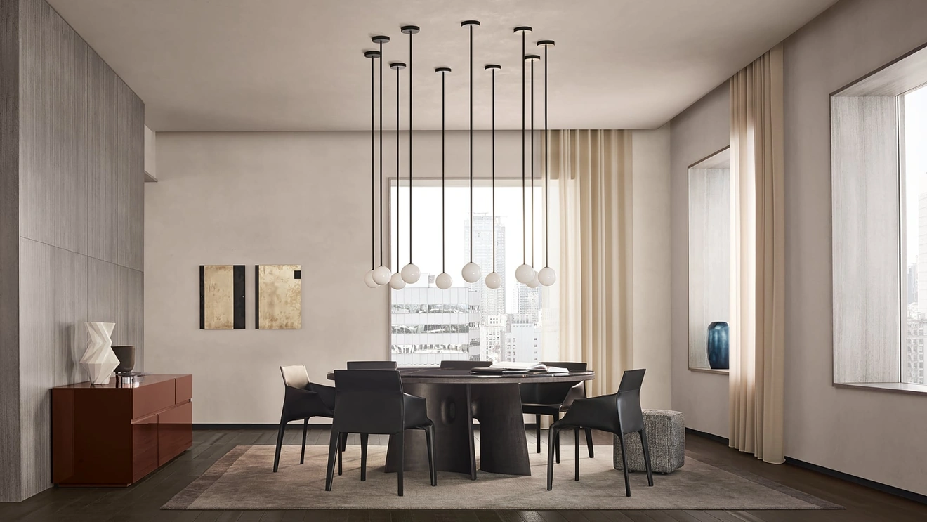 Tavolo rotondo con top in marmo Kensington di Poliform