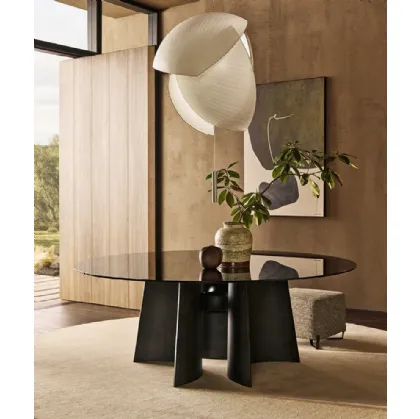 Tavolo rotondo Kensington in Vetro di Poliform