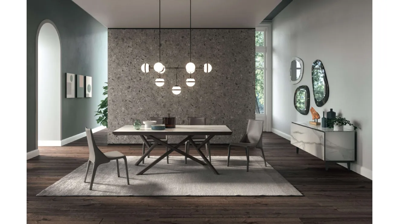 Tavolo allungabile Random Marble Glass di Ozzio