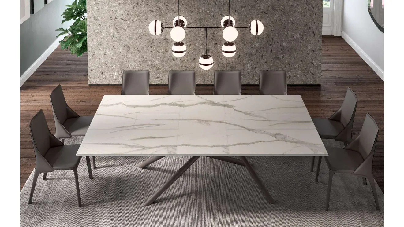Tavolo allungabile Random Marble Glass di Ozzio