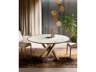 Tavolo rotondo Shangai in legno e ceramica di Riflessi