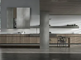 Cucina Design lineare in impiallacciato Abete con top in pietra grey Ak 05 TailorMade 06 di Arrital