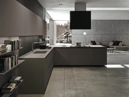 Cucina Design angolare in Fenix grigio Londra Ak Project 09 di Arrital