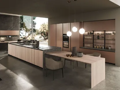 Cucina Design con isola Ak 04 04 in Olmo naturale di Arrital