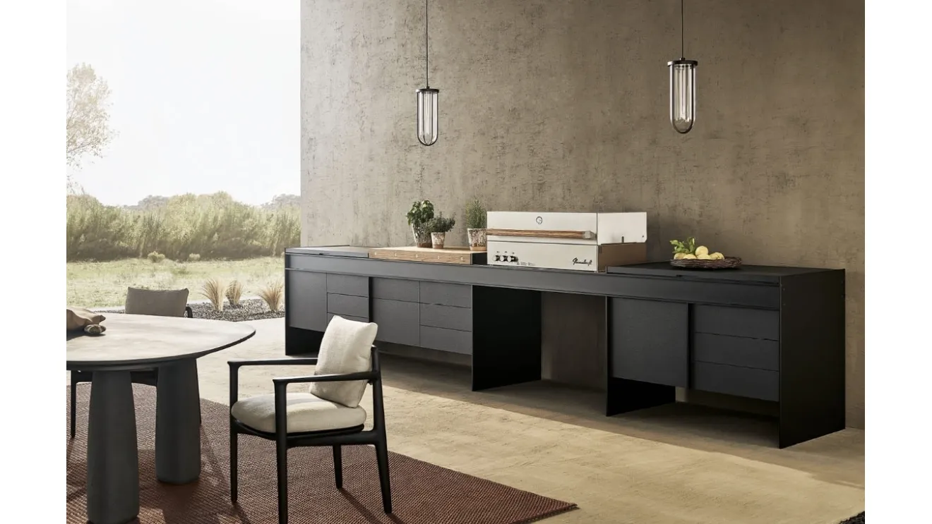 Cucina Design per esterno in acciaio e alluminio Land Kitchen di Poliform