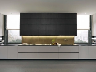 Cucina Design lineare My Planet in laccato e legno di Poliform